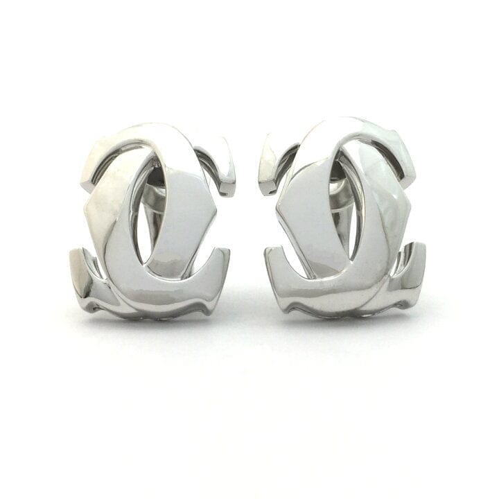 Cartier Penelope Double C 18KT White Infamous Gold Earrings