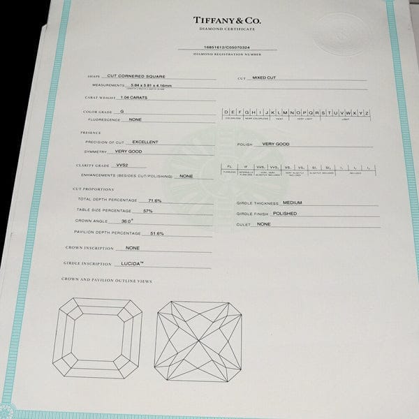 Tiffany & Co. 2.08ct Diamond Lucida G/ VVS2 Platinum Earstuds
