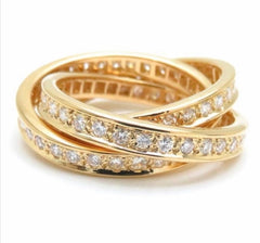 Cartier Diamond-Paved Trinity Rolling Ring, 18KT Yellow Gold