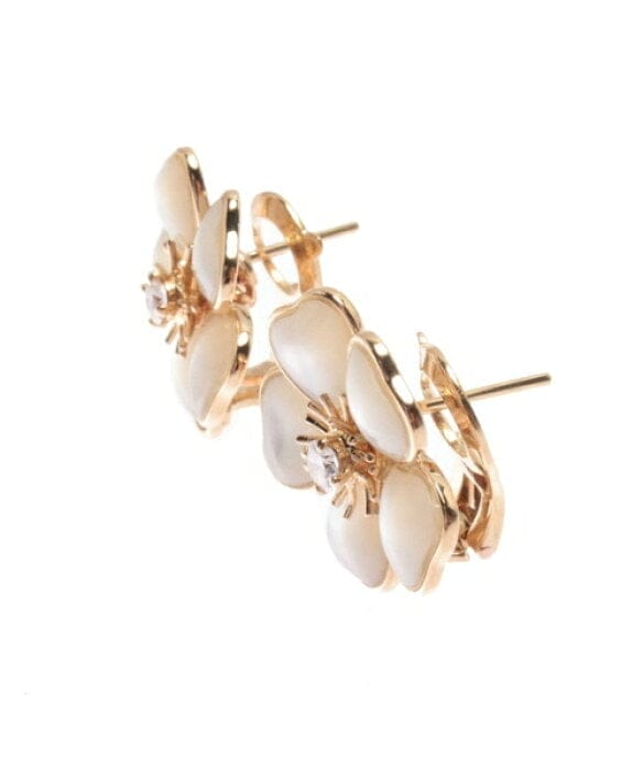 Van Cleef & Arpels Mini Nerval Diamond Mother of Pearl Earrings