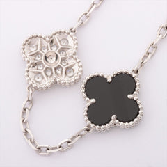 Van Cleef & Arpels Diamond & Onyx Vintage Alhambra 20 Motif 18KT White Gold Necklace