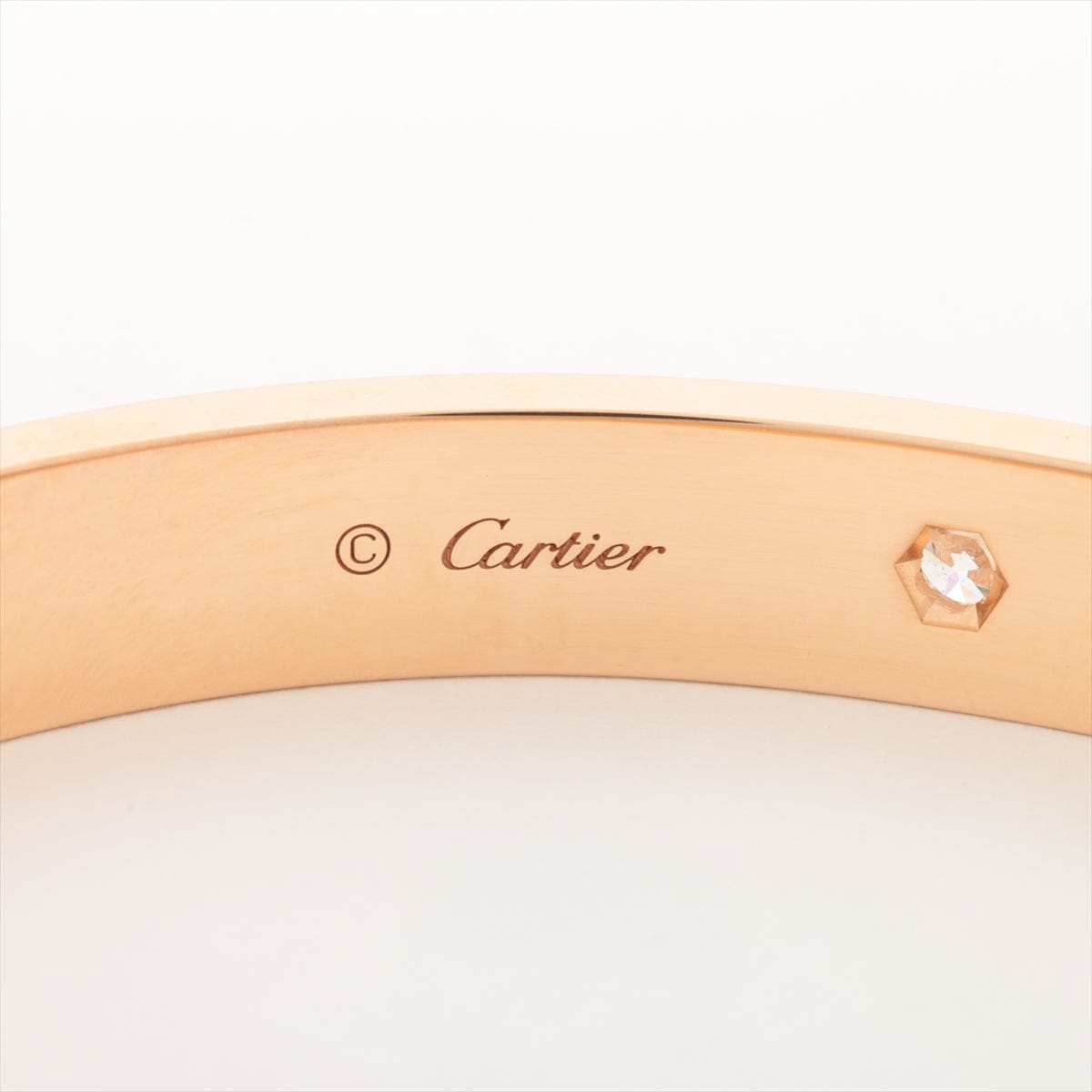 Cartier 4 Diamond 18KT Rose Gold Love Bracelet, Size 17, New Screw Model