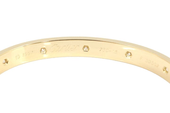 Cartier 10 Diamond Full 18KT Yellow Gold Love Bracelet Size 16