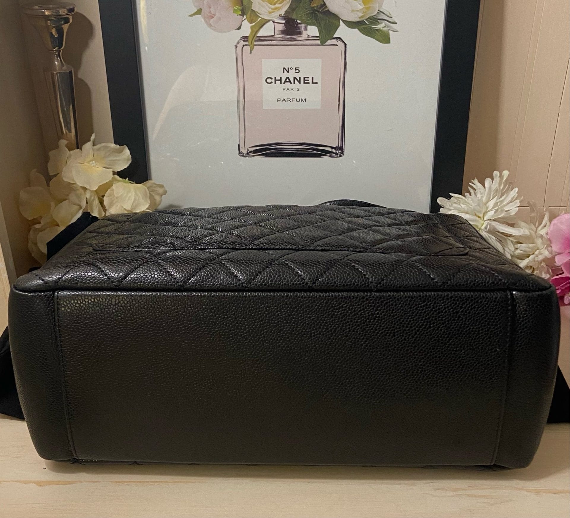 CHANEL GST Black Caviar Silver Hardware Grand Shopper Tote