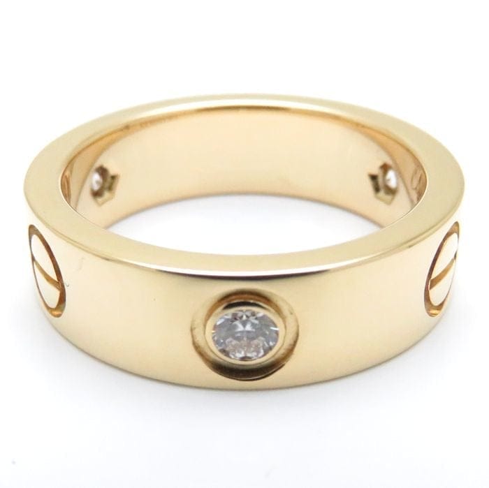 Cartier 3P Diamond Yellow Gold Love Ring #51/ 5.5
