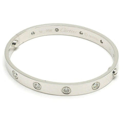 Cartier 10P Diamond 18KT White Gold Love Bracelet Size 16