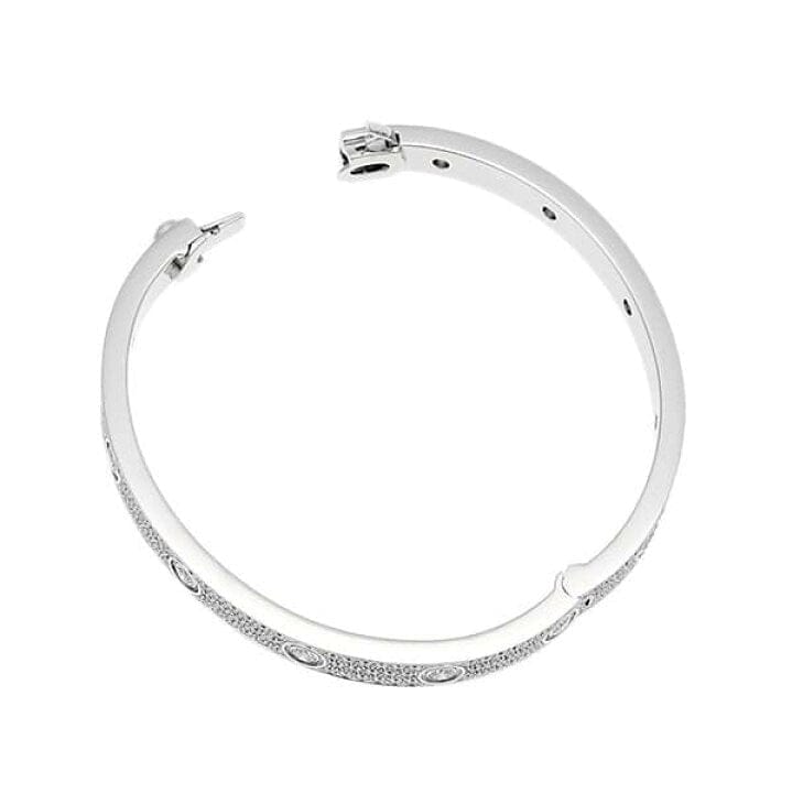 Cartier Full Diamond-Paved 18KT White Gold Love Bracelet Size 17