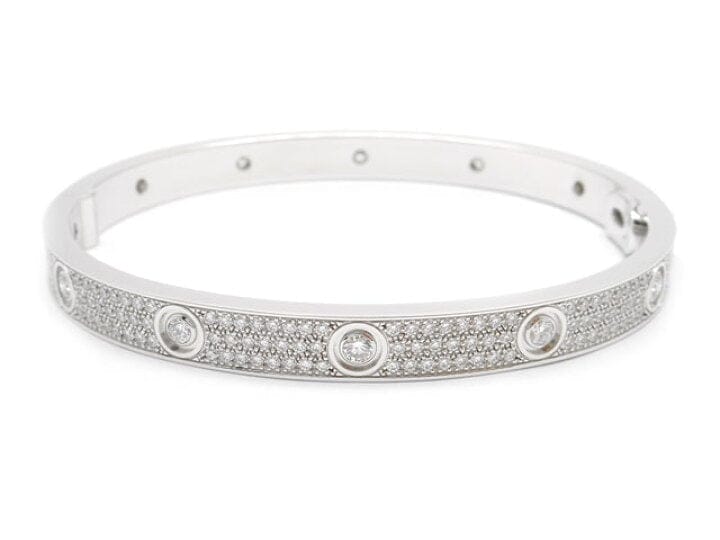 Cartier Diamond Full 18KT White Gold Love Bracelet Size 20 w/ Cert