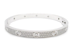 Cartier Diamond Full 18KT White Gold Love Bracelet Size 20 w/ Cert