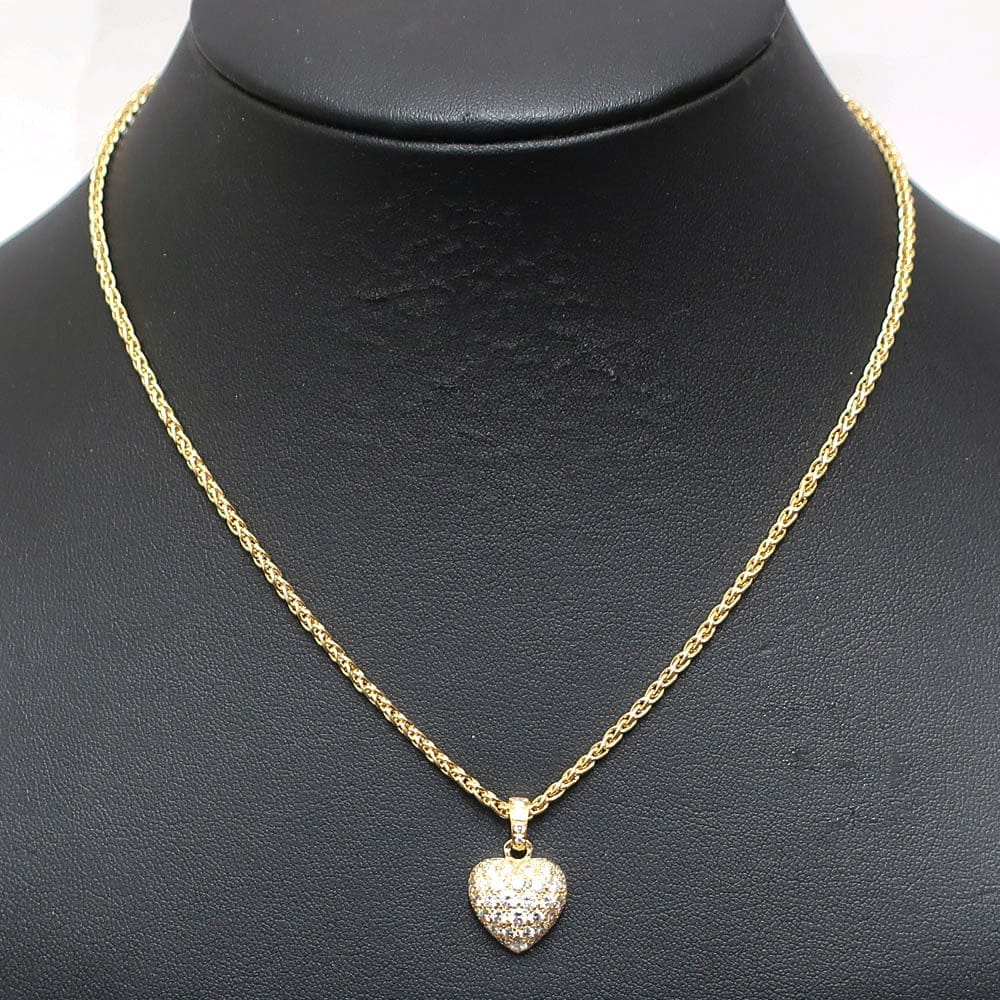 Cartier Diamond Puffy Heart 18Kt Yellow Gold Necklace
