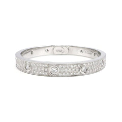 Cartier Full Diamond-Paved 18KT White Gold Love Bracelet Size 17
