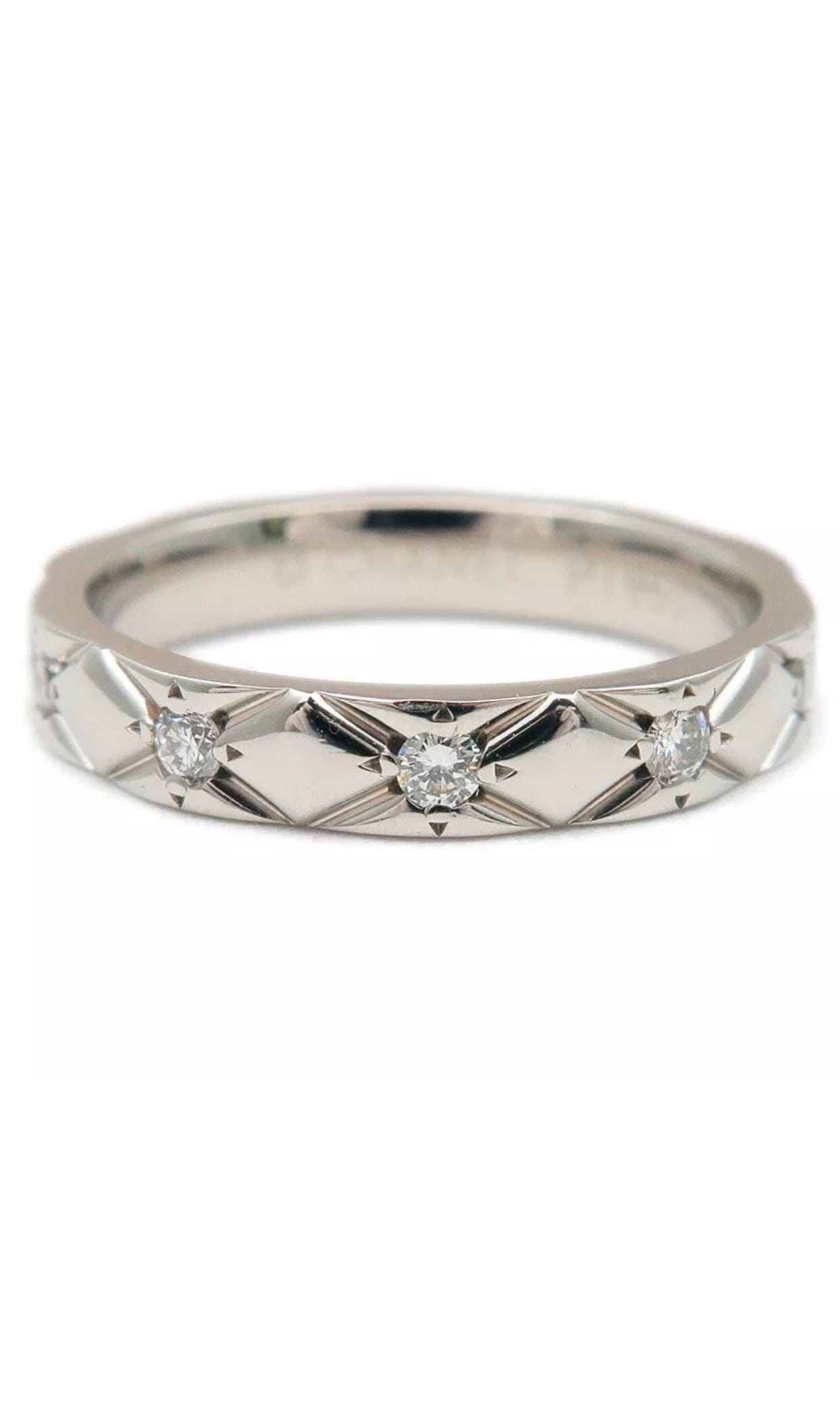 CHANEL PT950 Platinum & Diamonds Matelasse Ring