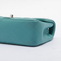 CHANEL Teal Blue Quilted Lambskin Leather Mini Bag