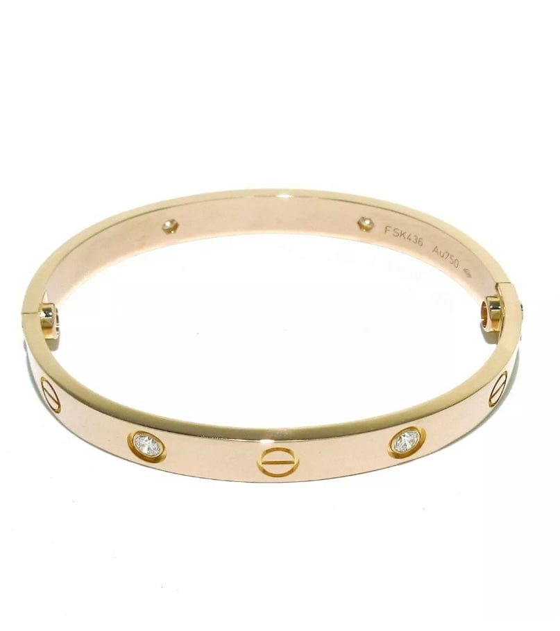 Cartier 18KT Rose Gold 4 Diamond Love Bracelet #16
