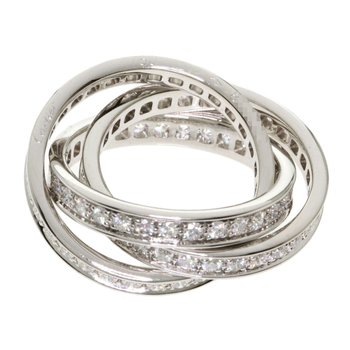 Cartier Diamond Trinity 18KT White Gold Ring Size #51/ US 5.5