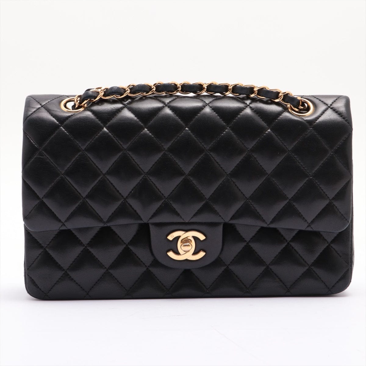 CHANEL Black Lambskin 25 GHW Double Flap Bag