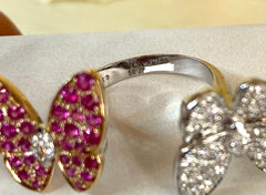 Van Cleef & Arpels Diamond & Sapphire Two Butterfly Between The Finger Ring