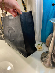 CHANEL XL Gold Hardware GST Tote Black Lambskin Bag