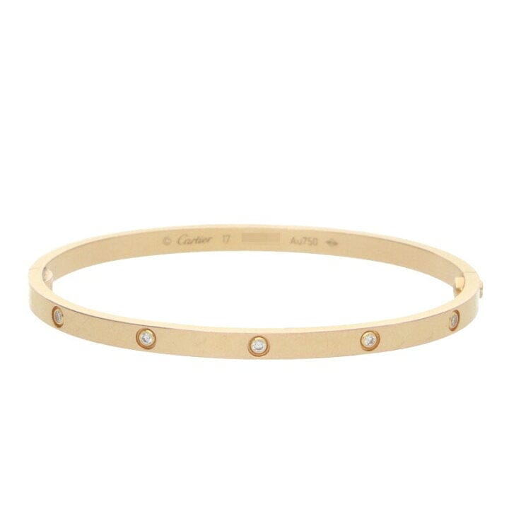 Cartier 10 Diamond 18KT Rose Gold Small/ Thin Love Bracelet