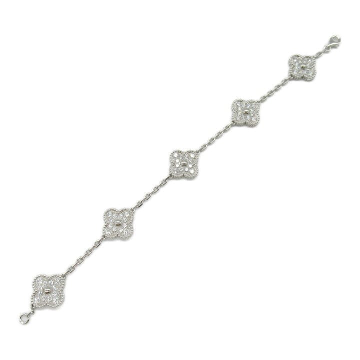 Van Cleef & Arpels Diamond-Paved Vintage Alhambra 18Kt White Gold Bracelet