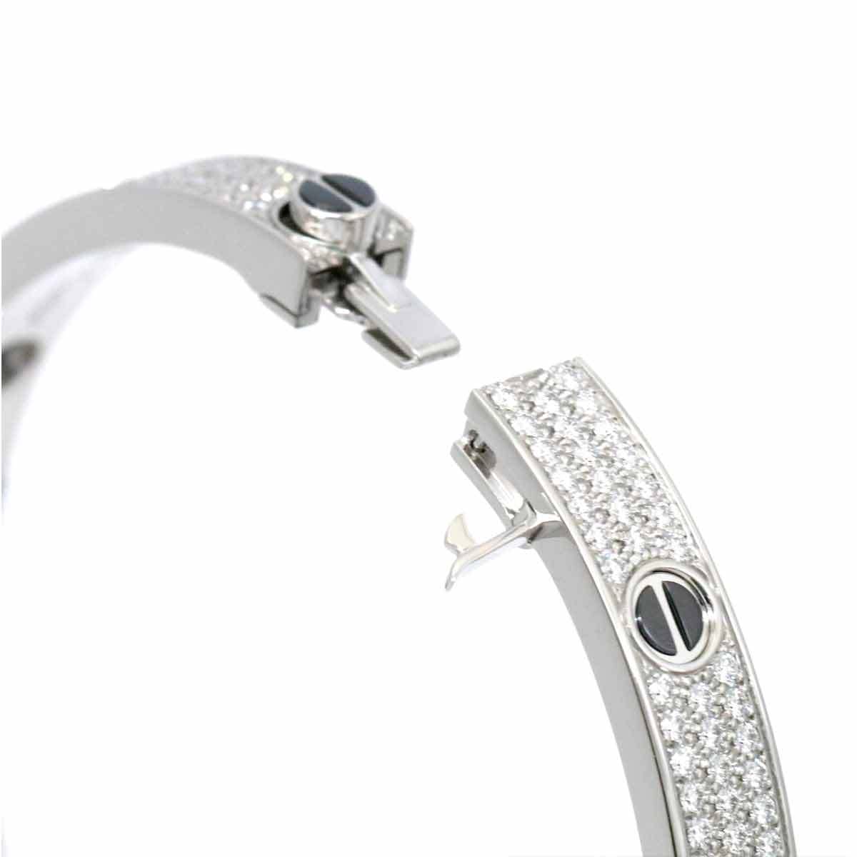 Cartier Diamond Black Ceramic 18KT White Gold Love Bracelet Size 18