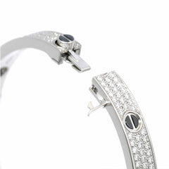 Cartier Diamond Black Ceramic 18KT White Gold Love Bracelet Size 18