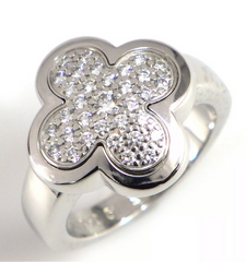 Van Cleef & Arpels VCA Diamond Pure Alhambra Ring Sz 5.5