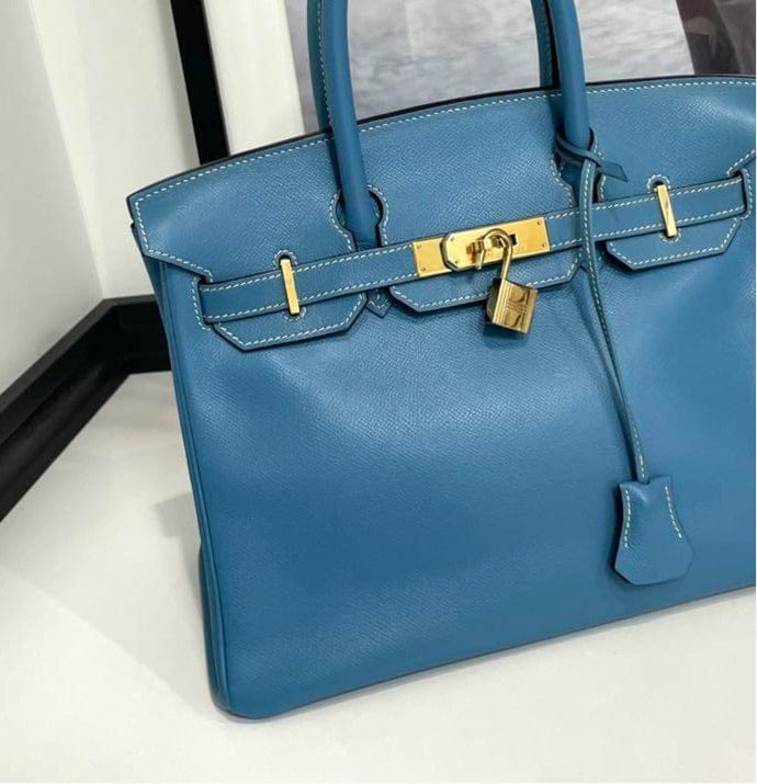 HermÃ¨s 30 Bleu Jean Birkin Epsom Leather Bag