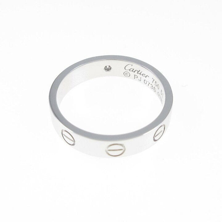Cartier 1P Diamond 18KT White Wedding/Mini Gold Love Ring #51/ 5.5