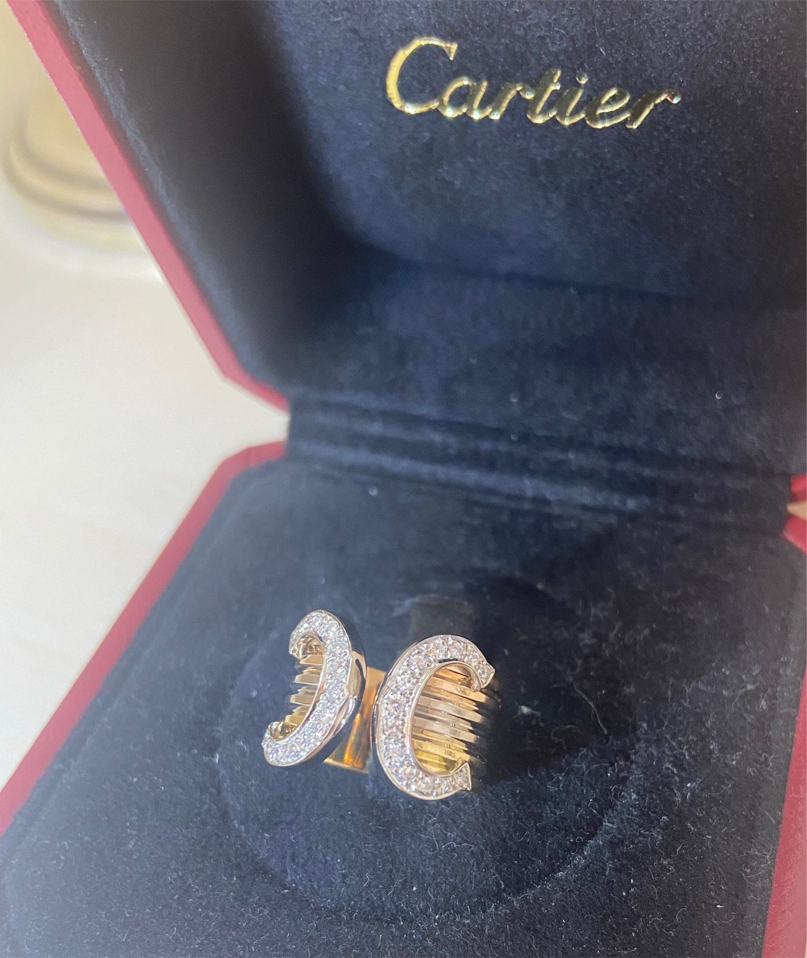 Cartier Diamond 2C Wide 18KT Trinity Tri-Gold Ring #51/ US 5.5