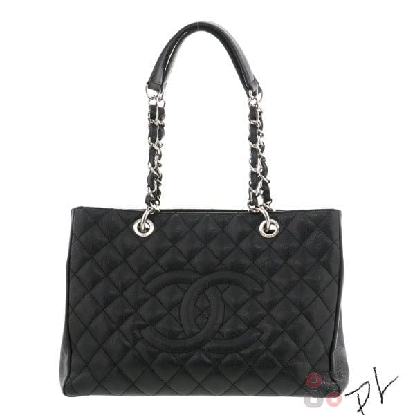 CHANEL Black Caviar Silver Hardware GST Grand Shopper Tote