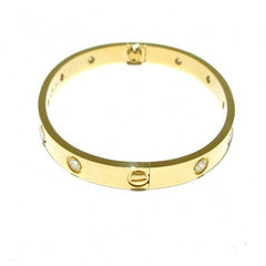 Cartier 10P Full Diamond 18KT Yellow Gold Love Bracelet Size 16