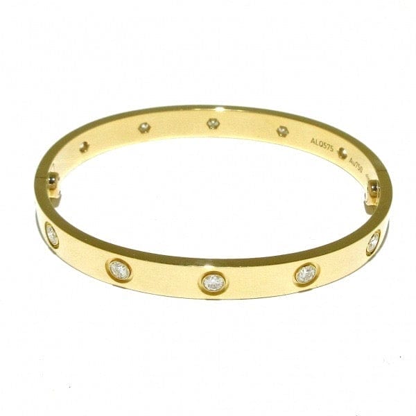 Cartier 10P Full Diamond 18KT Yellow Gold Love Bracelet Size 16