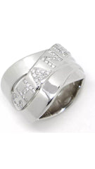 CHANEL Diamond CC Logo 18KT White Gold Buldoc Ring