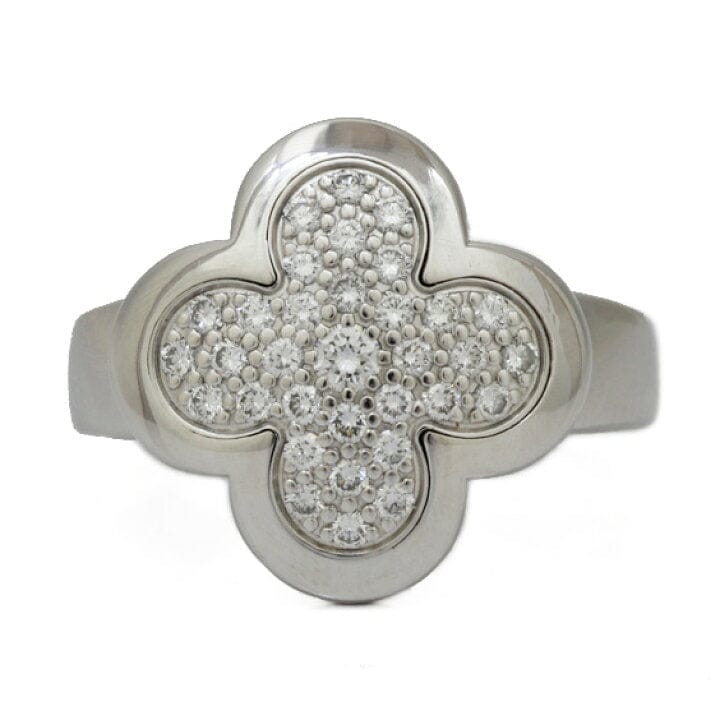 Van Cleef & Arpels Diamond Pure Alhambra 18Kt White Gold Ring Size 5