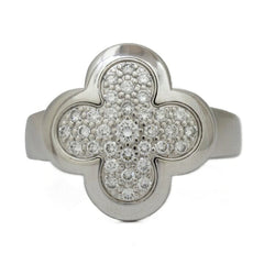 Van Cleef & Arpels Diamond Pure Alhambra 18Kt White Gold Ring Size 5