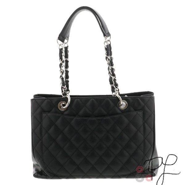 CHANEL Black Caviar Silver Hardware GST Grand Shopper Tote