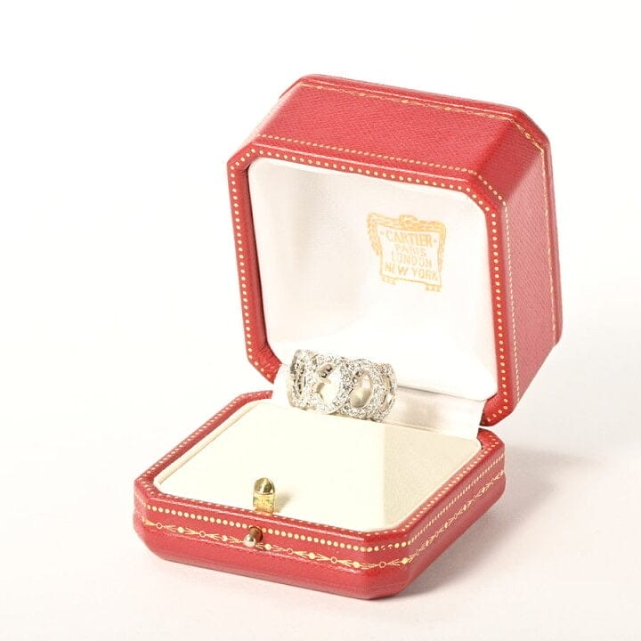 Cartier C de Diamond Entrelaces 18Kt White Gold Ring Size #54 / US 6.5