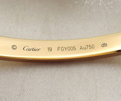 Cartier 18KT Yellow Gold Love Bracelet Size #19 wCertificate