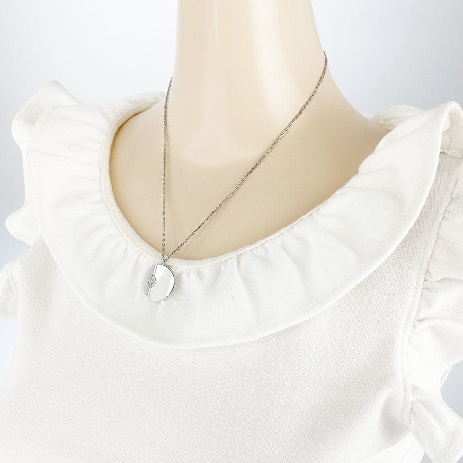 Cartier Diamond Love Disc / Circle Pendant Necklace