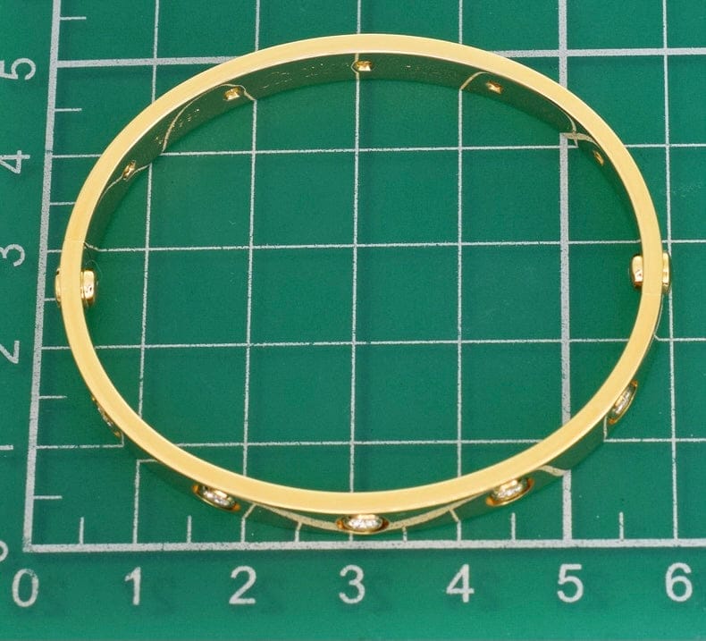 Cartier 10P Diamond 18KT Yellow Gold Love Bracelet Size 16