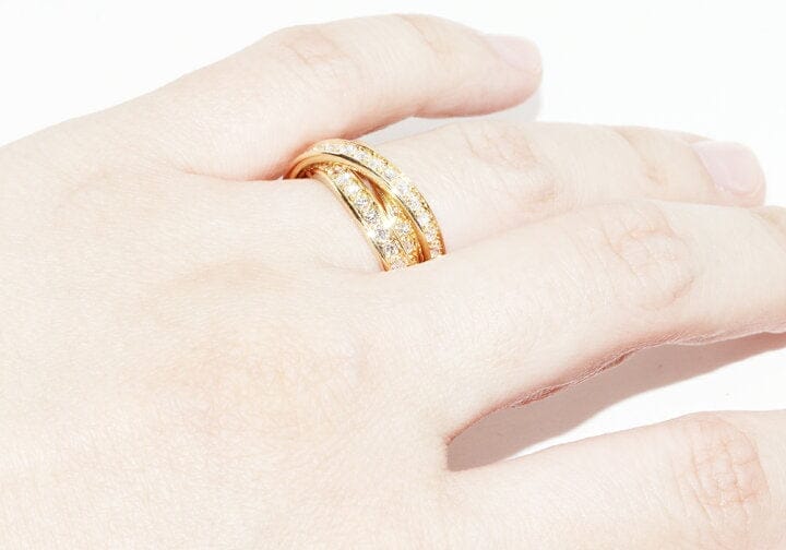 Cartier Diamond-Paved Trinity Rolling Ring US Size 8