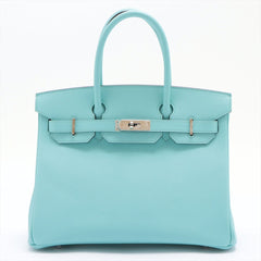 HermÃ¨s 30 Blue Atoll Veau Epsom Leather Bag Satchel