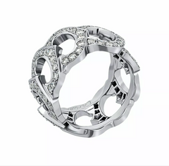 Cartier C de Paved Diamond 18KT White Gold Ring US 7