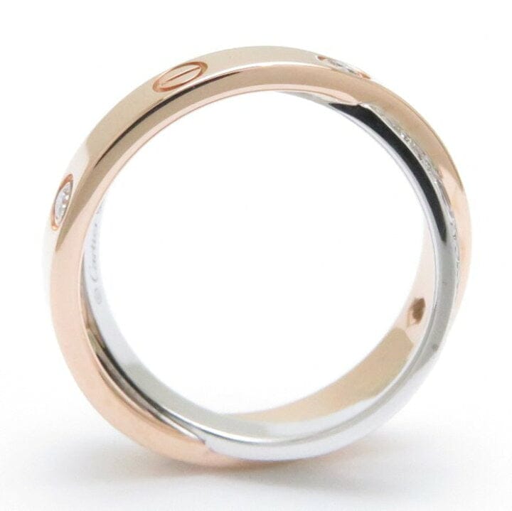 Cartier Double Diamond Love Ring 18KT White & Rose Gold Sz #50/ 5