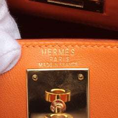 HermÃ¨s Kelly 28 Taurrilon Clemence Orange Leather Gold Hardware Bag Satchel