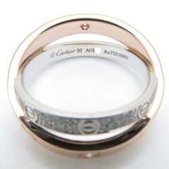 Cartier Double Diamond Love Ring 18KT White & Rose Gold Sz #50/ 5
