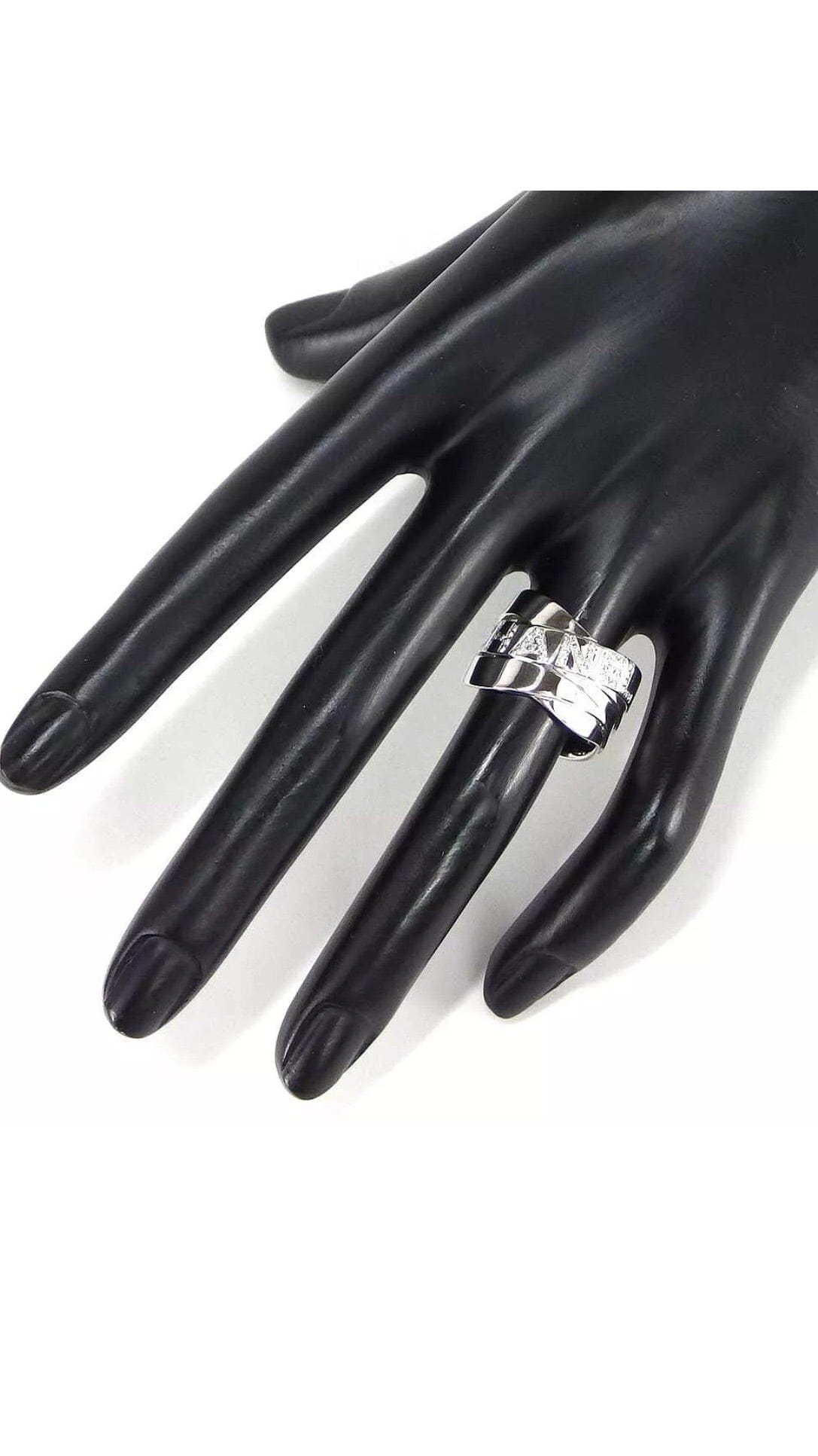 CHANEL Diamond CC Logo 18KT White Gold Buldoc Ring
