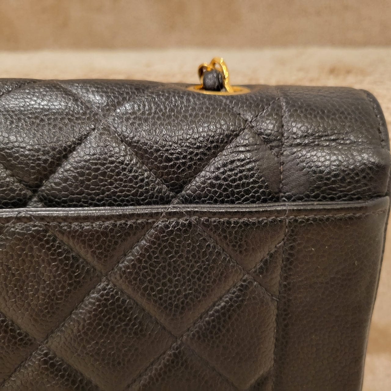 CHANEL Caviar Diana Classic Flap 24KT Gold Hardware Handbag