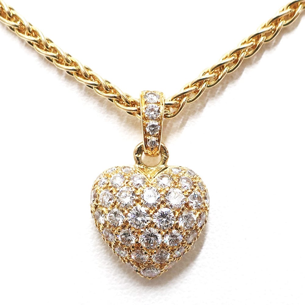 Cartier Diamond Puffy Heart 18Kt Yellow Gold Necklace